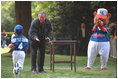 President Bush gave each player a memento of the afternoon during a tee-ball game on the South Lawn May 6, 2001.