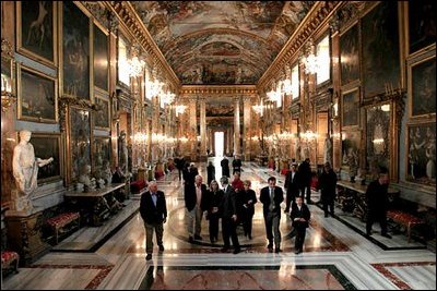 Vice President Dick Cheney and Lynne Cheney tour Rome’s Palazzo Colonna Jan. 25, 2004. The palace, built in the early 15th century by Pope Martin Colonna, contains masterpieces by Italian artists created between the 15th and 18th centuries.