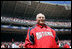 Vice President Dick Cheney takes to the field at RFK Memorial Stadium before throwing out the ceremonial first pitch at the Washington National's home opener, Tuesday, April 11, 2006.