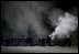 A 21-gun salute is given during the arrival of the casket of former President Gerald R. Ford at Andrews Air Force Base in Maryland, Saturday, December 30, 2006.