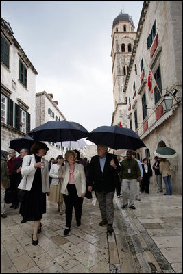 Vice President Dick Cheney and Lynne Cheney are guided on a tour of the Old City of Dubrovnik, Croatia, Saturday, May 6, 2006. During a two-day visit to Dubrovnik the Vice President will meet with Croatian officials and leaders from Albania and Macedonia.