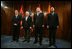 Vice President Dick Cheney stands with Albanian Prime Minister Sali Berisha, left, Croatian Prime Minister Ivo Sanader, center right, and Macedonian Prime MInister Vlado Buckovski, right, during a multilateral meeting of the Adriatic Charter countries, Sunday, May 7, 2006 in Dubrovnik, Croatia. 