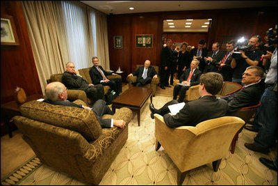 Vice President Dick Cheney and Australian Prime Minister John Howard, bottom left, meet in the Prime Minister's office, Saturday, Feb. 24, 2007 in Sydney.