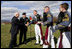 Vice President Dick Cheney greets members of the Virginia Military Institute regimental staff Saturday, Nov. 8, 2008, during Military Appreciation Day at VMI's Parade Ground in Lexington, Va.