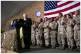 Vice President Dick Cheney receives a welcome from the troops at a rally at Bagram Air Base, Afghanistan Monday, Dec. 19, 2005.