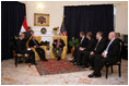 Vice President Dick Cheney meets with Iraqi Prime Minister Jafari, US Ambassador to Iraq Zalmay Khalilzad, and US delegation members inside the Green Zone, Sunday Dec. 18, 2005.