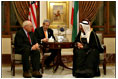 Vice President Dick Cheney meets with Kuwaiti Prime Minister Sheikh Sabah Al-Ahmed Al-Jaber Al Sabah in Kuwait City, January 17, 2006. The Vice President delivered condolences to the Al Sabah family following the death of Emir Sheikh Jabir al-Ahmad Al Sabah on January 15.