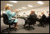 Director of the Federal Law Enforcement Training Center Connie Patrick talks with Vice President Dick Cheney and Department of Homeland Security Secretary Michael Chertoff as they attend a briefing on the center.s operations during a visit to the facility in Glynco, Georgia, May 2, 2005.